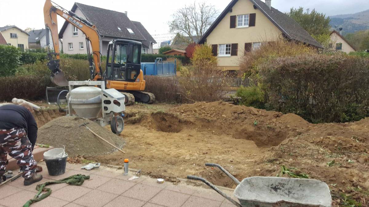 FONDATION ET DALLAGE POUR LA POSE D&#8217;UNE PERGOLA A BERRWILLER. Guebwiller 2