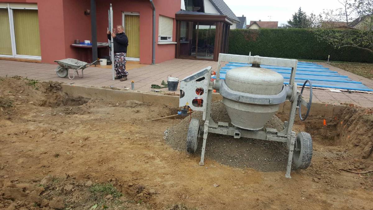 FONDATION ET DALLAGE POUR LA POSE D&#8217;UNE PERGOLA A BERRWILLER. Cernay 1